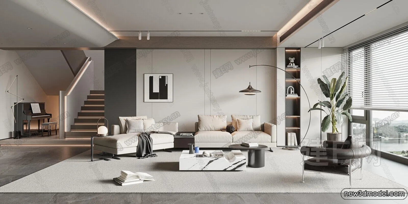 Living Room - 3D Models - 3D Interior Scenes - Modern Style - 181