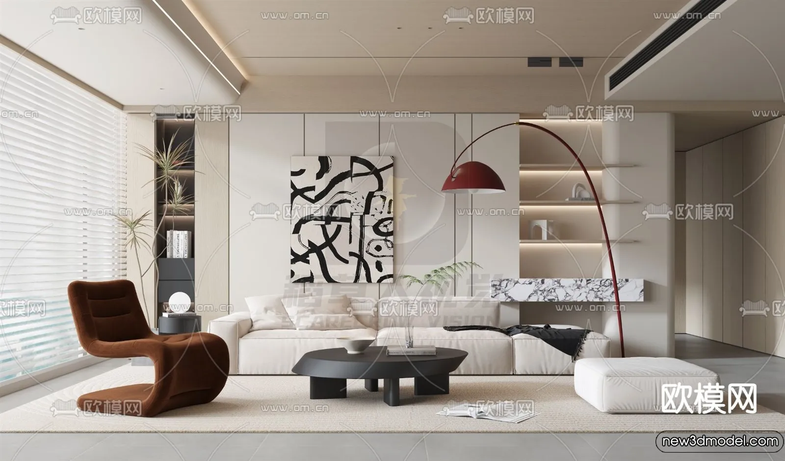 Living Room - 3D Models - 3D Interior Scenes - Modern Style - 186