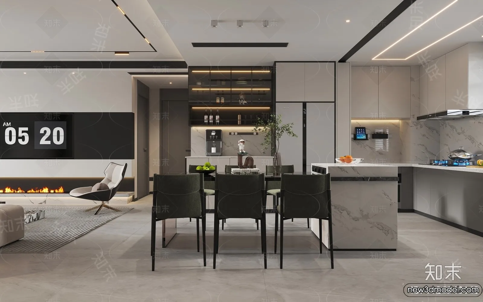 Living Room - 3D Models - 3D Interior Scenes - Modern Style - 189