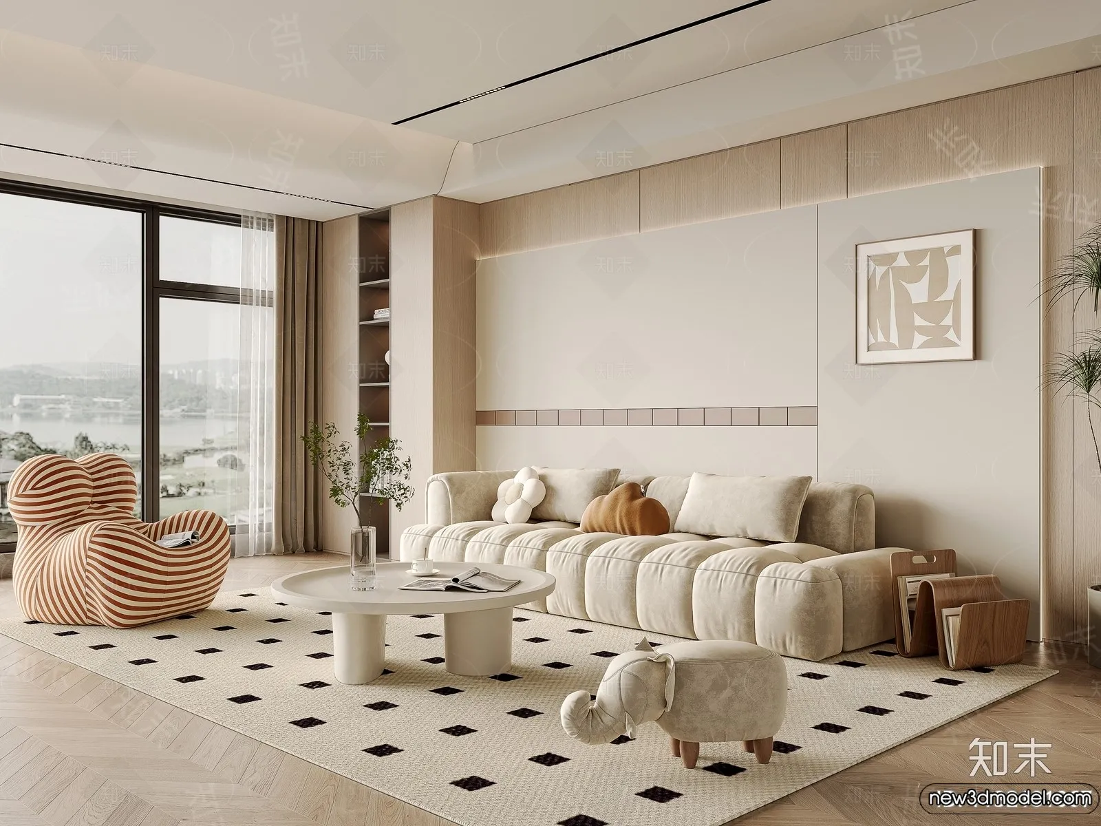 Living Room - 3D Models - 3D Interior Scenes - Modern Style - 212