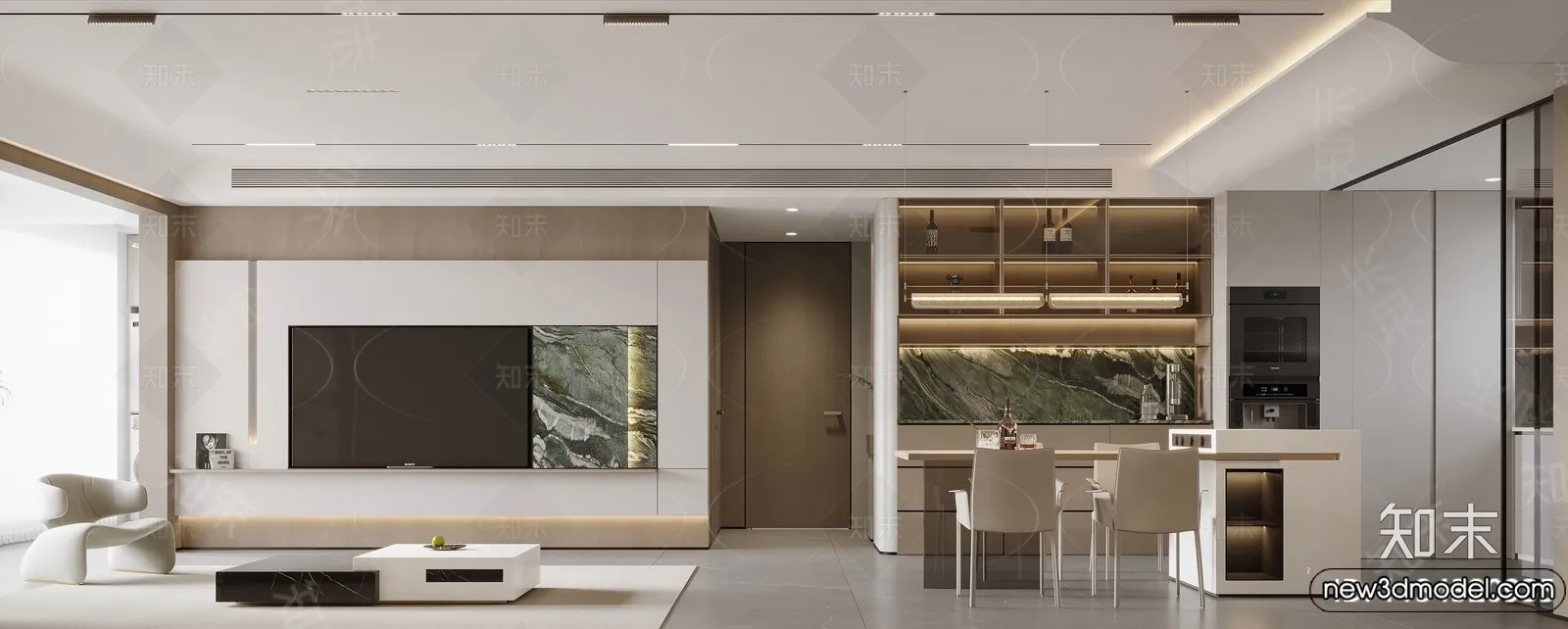 Living Room - 3D Models - 3D Interior Scenes - Modern Style - 213