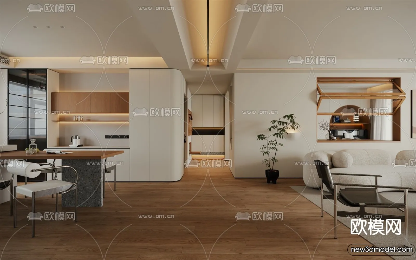 Living Room - 3D Models - 3D Interior Scenes - Modern Style - 217