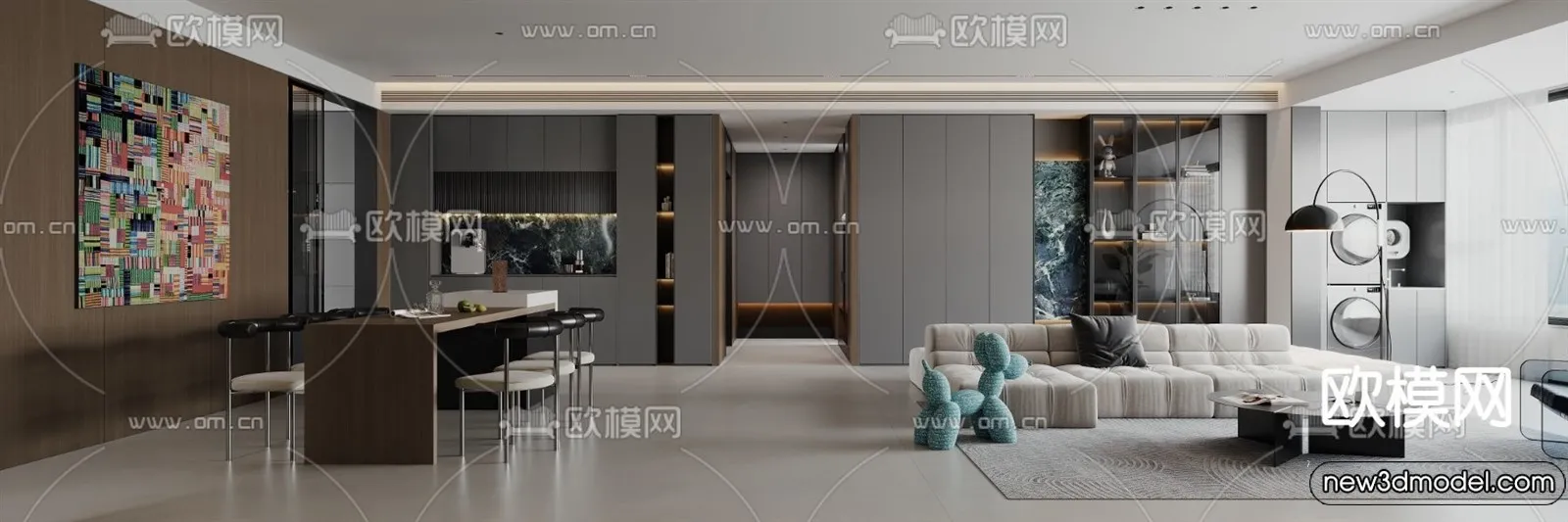 Living Room - 3D Models - 3D Interior Scenes - Modern Style - 218