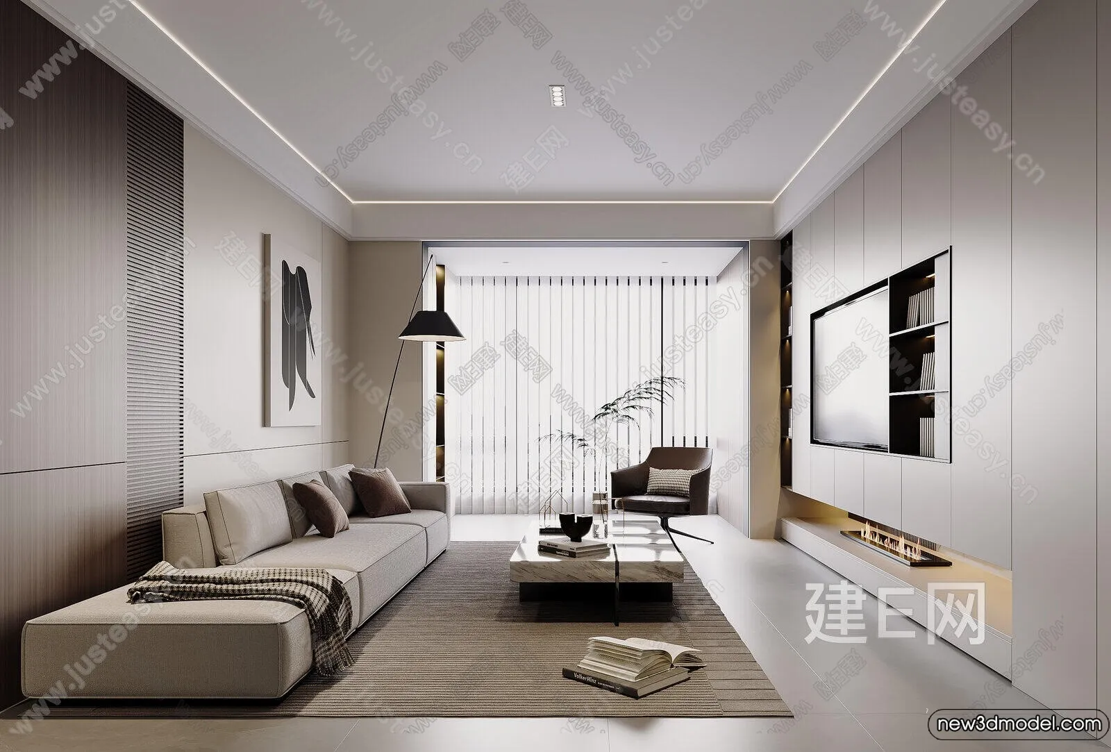 Living Room - 3D Models - 3D Interior Scenes - Modern Style - 241