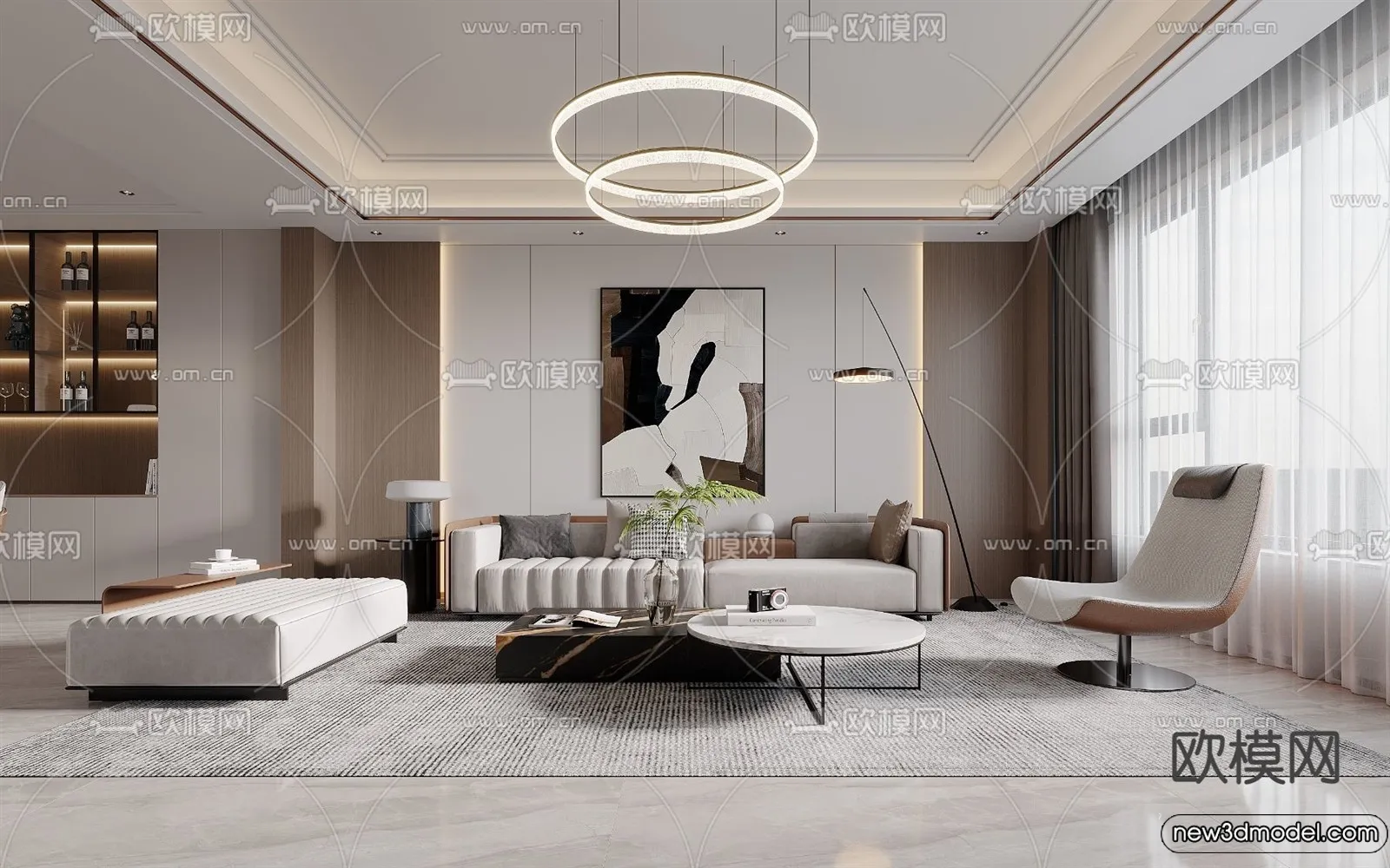 Living Room - 3D Models - 3D Interior Scenes - Modern Style - 261