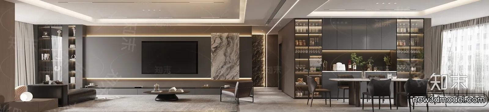Living Room - 3D Models - 3D Interior Scenes - Modern Style - 265