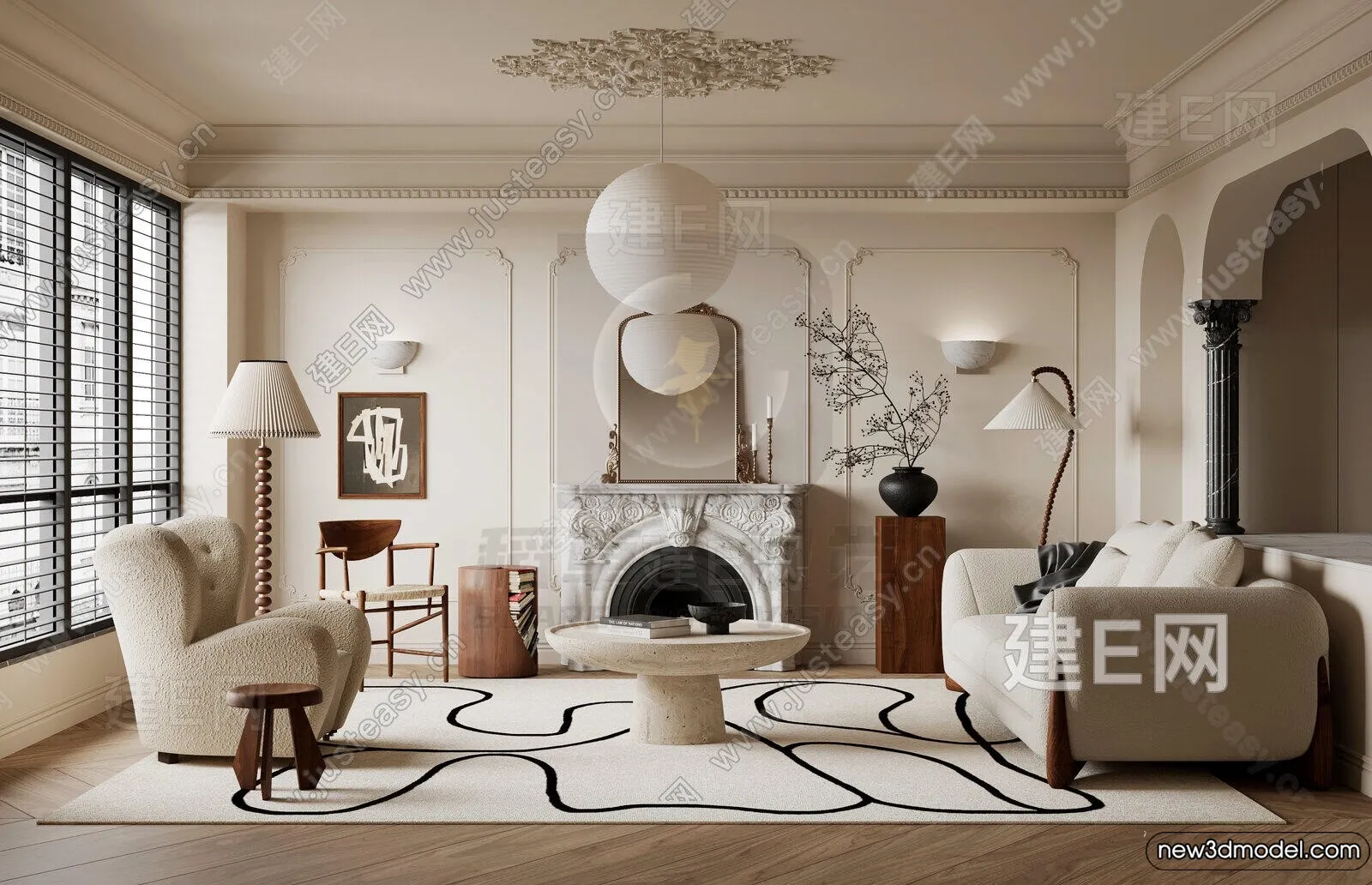 Living Room - 3D Models - 3D Interior Scenes - Modern Style - 266
