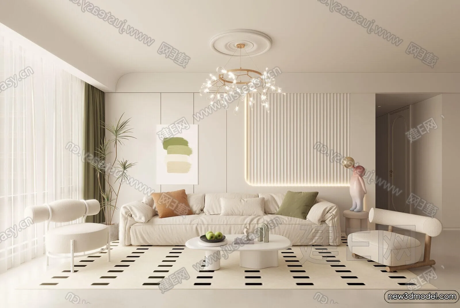 Living Room - 3D Models - 3D Interior Scenes - Modern Style - 303