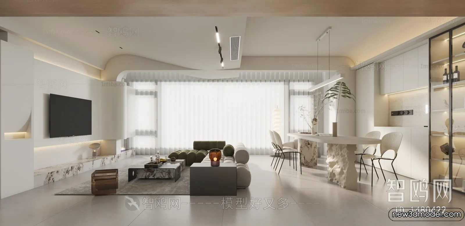 Living Room - 3D Models - 3D Interior Scenes - Modern Style - 316