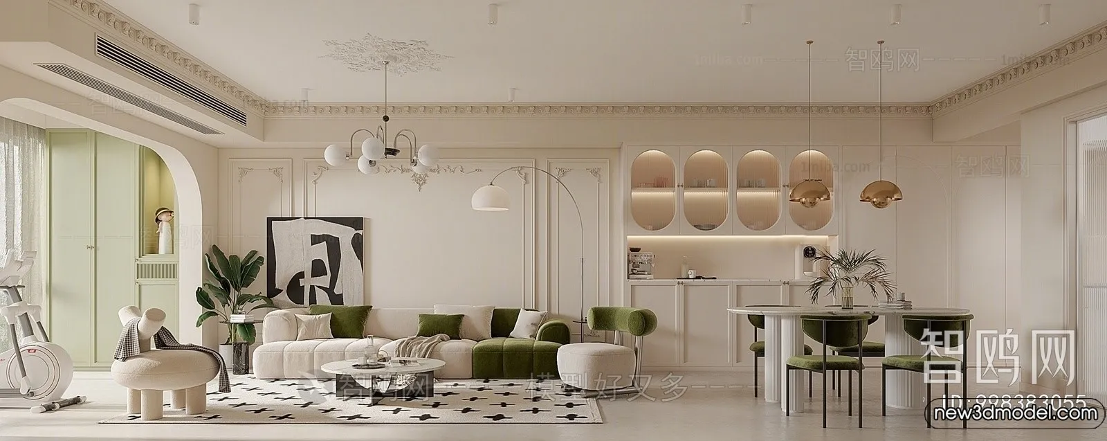 Living Room - 3D Models - 3D Interior Scenes - Modern Style - 341