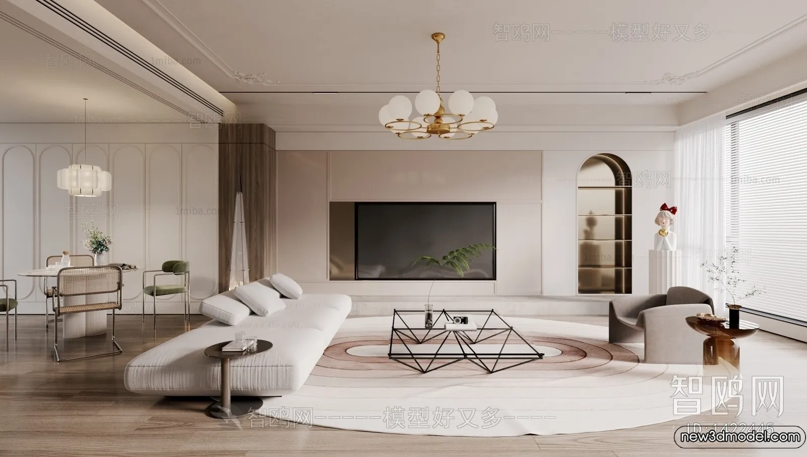 Living Room - 3D Models - 3D Interior Scenes - Modern Style - 346