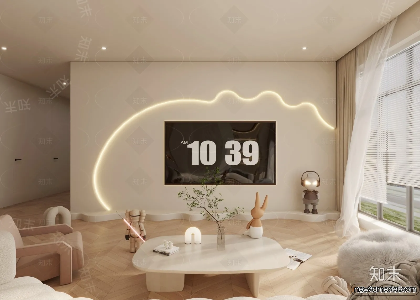 Living Room - 3D Models - 3D Interior Scenes - Modern Style - 348