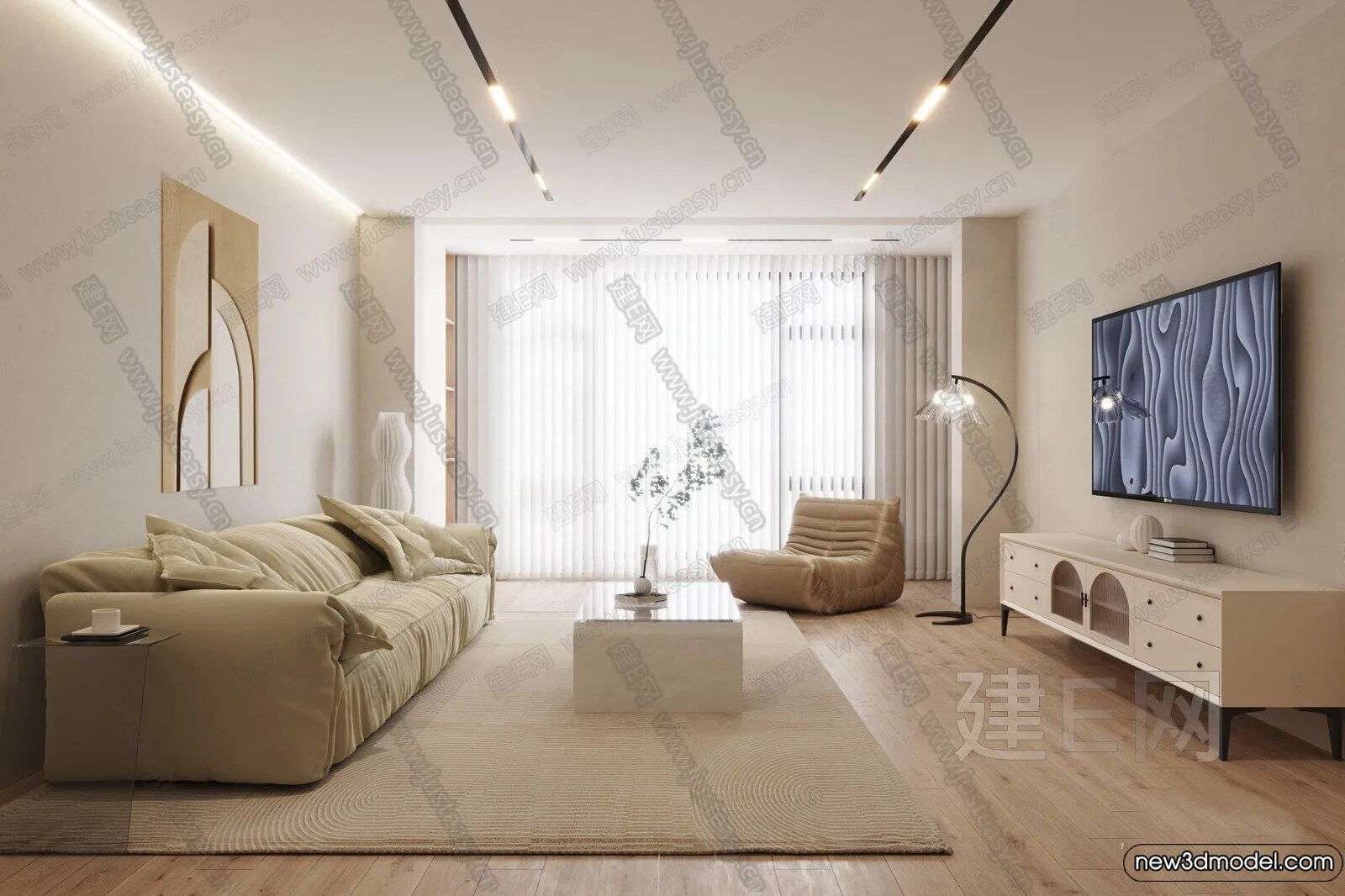 Living Room - 3D Models - 3D Interior Scenes - Modern Style - 353