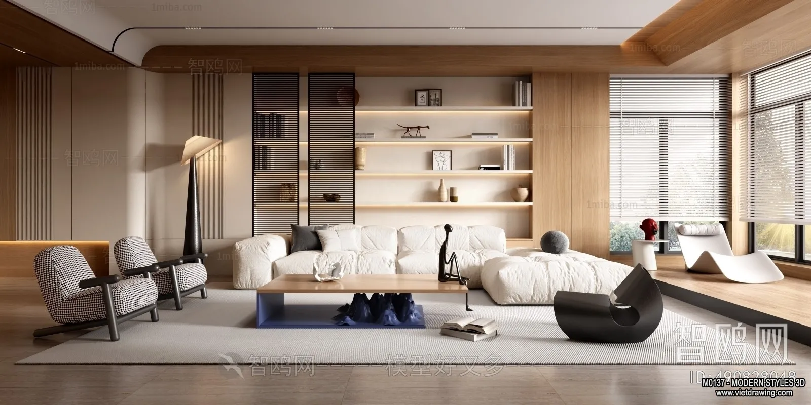 Living Room and Dining Room - 3D Interior Scene - 3D Models - 003