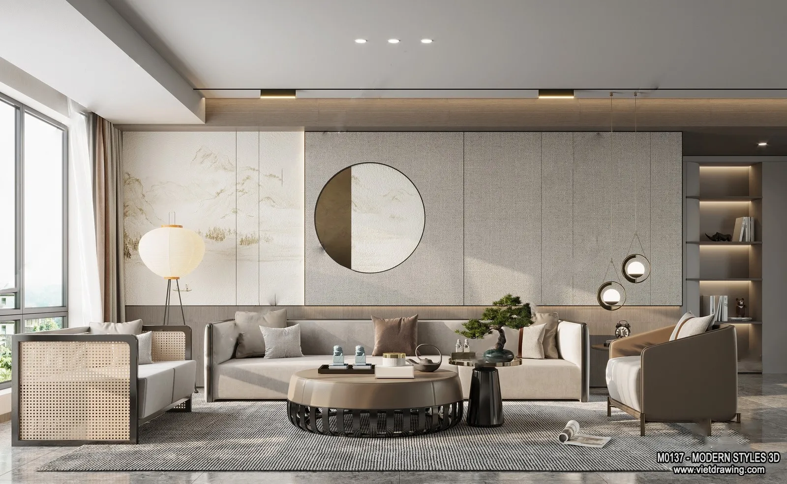 Living Room and Dining Room - 3D Interior Scene - 3D Models - 012