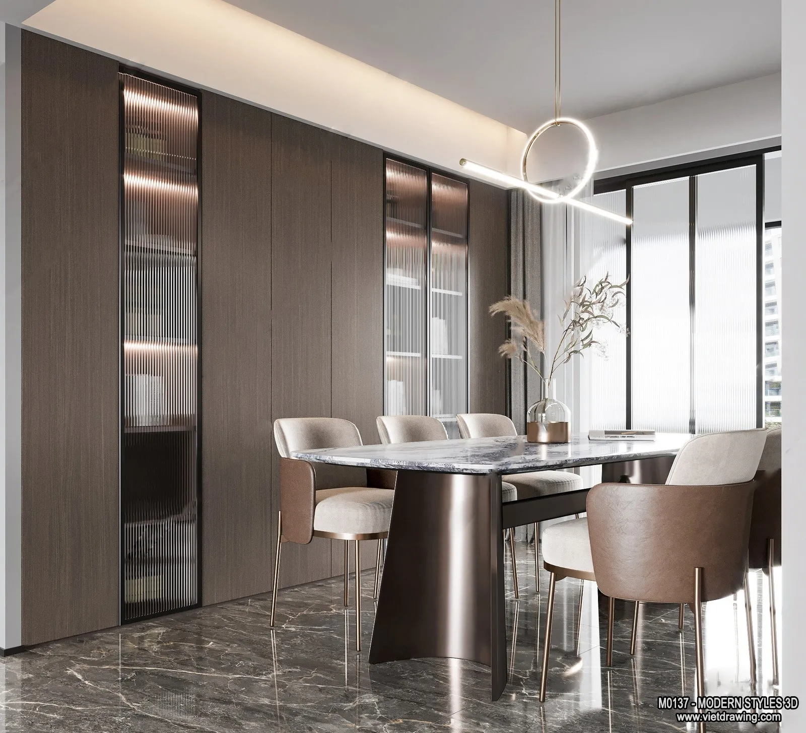 Living Room and Dining Room - 3D Interior Scene - 3D Models - 013