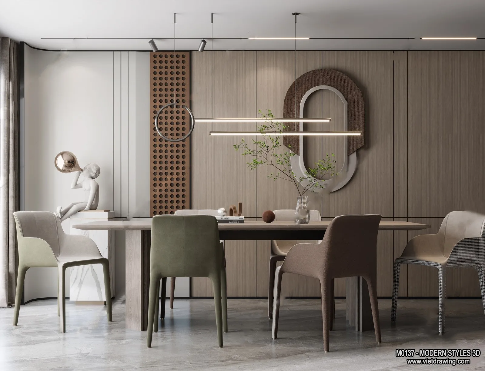 Living Room and Dining Room - 3D Interior Scene - 3D Models - 015