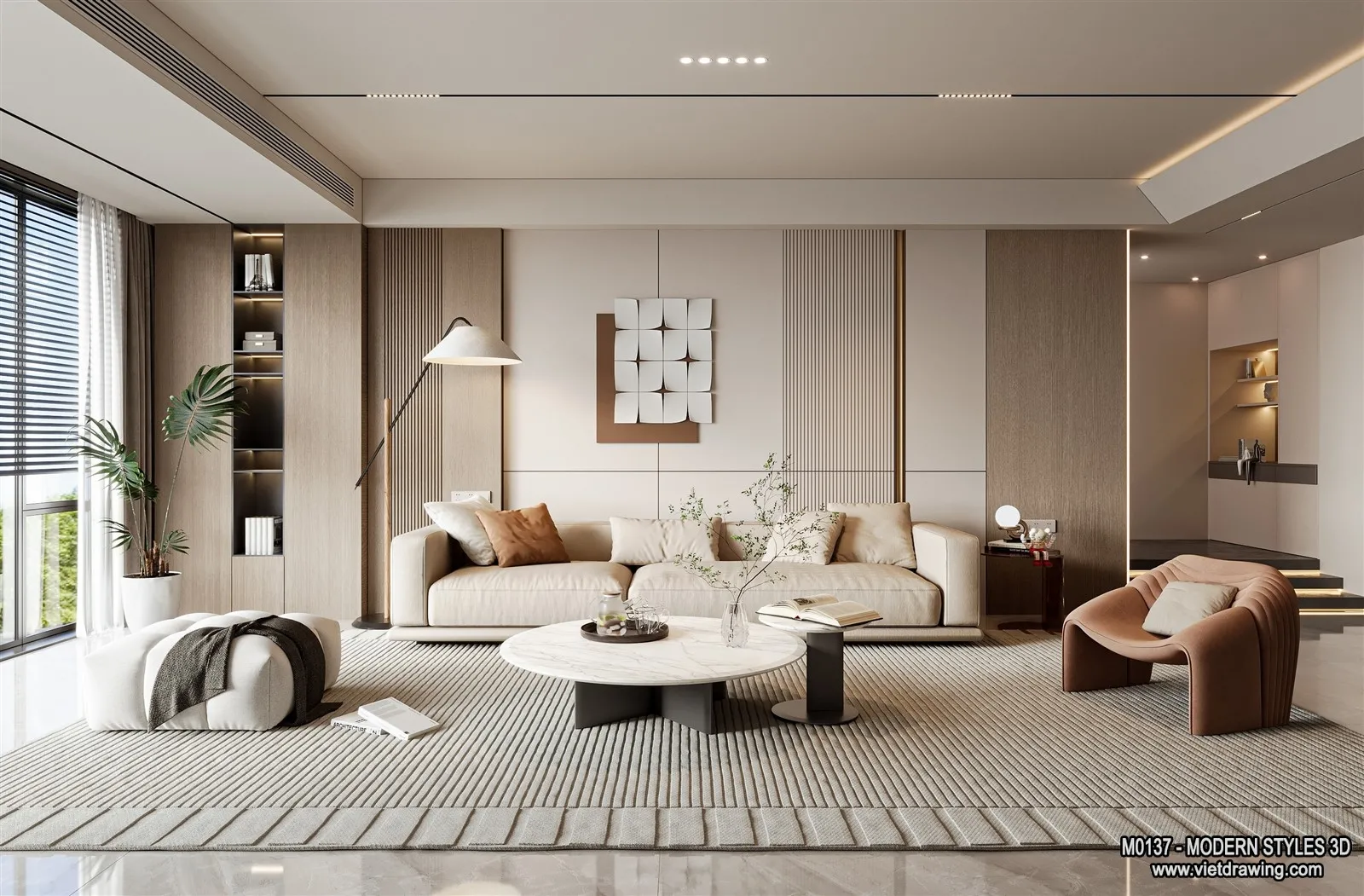 Living Room and Dining Room - 3D Interior Scene - 3D Models - 024