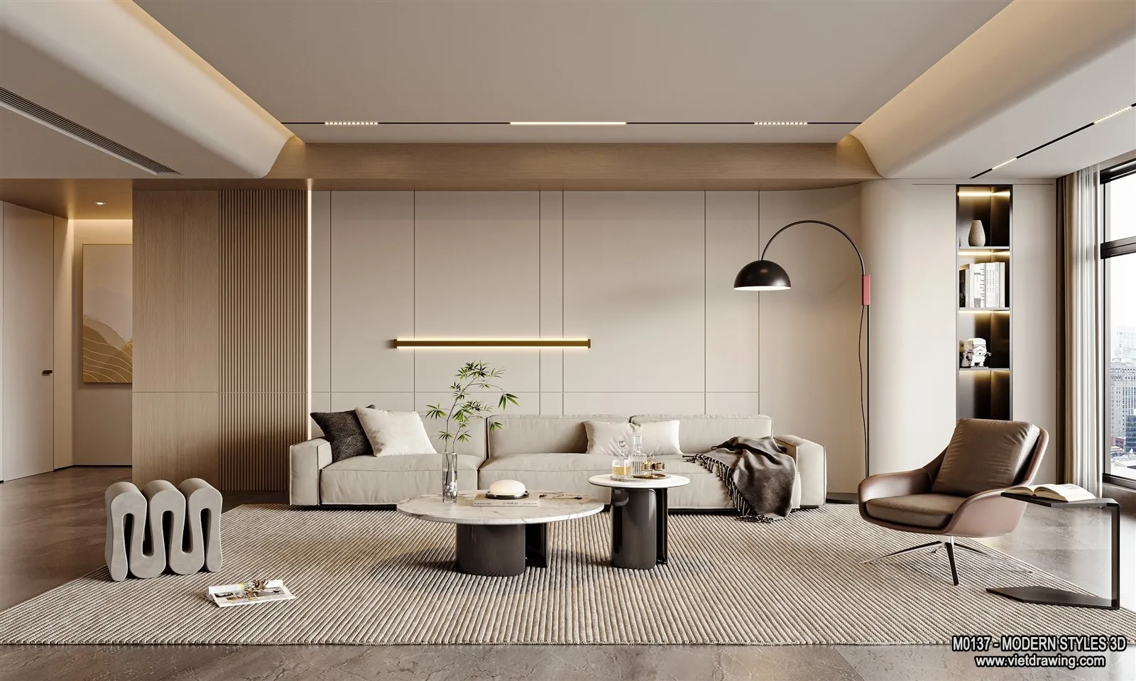 Living Room and Dining Room - 3D Interior Scene - 3D Models - 025