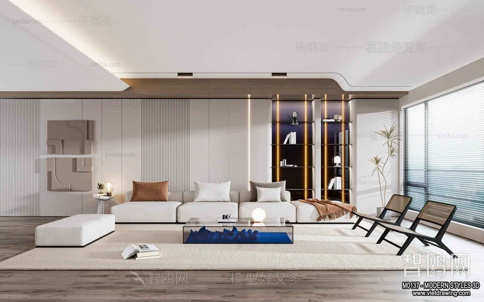 Living Room and Dining Room - 3D Interior Scene - 3D Models - 031