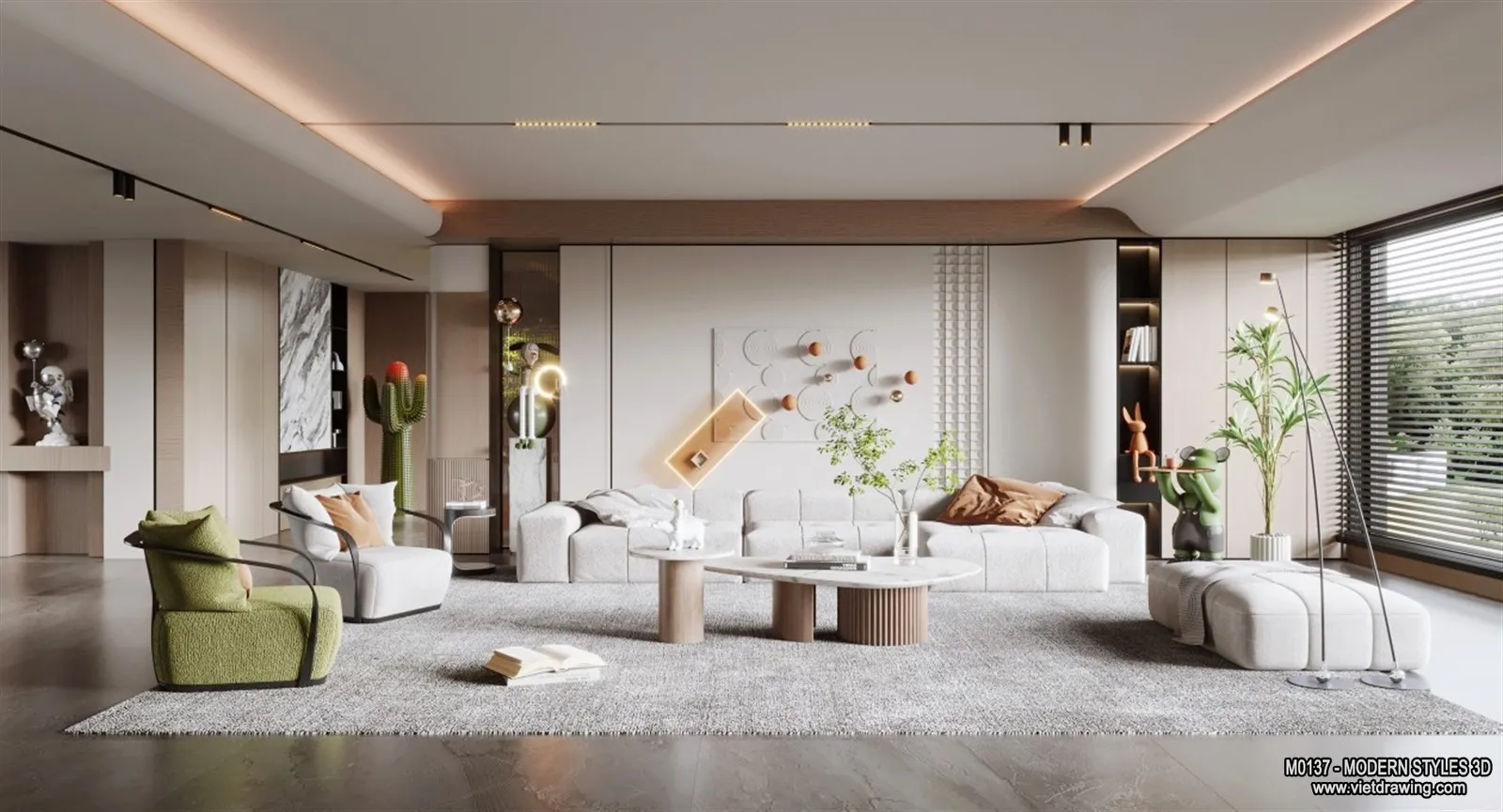 Living Room and Dining Room - 3D Interior Scene - 3D Models - 058