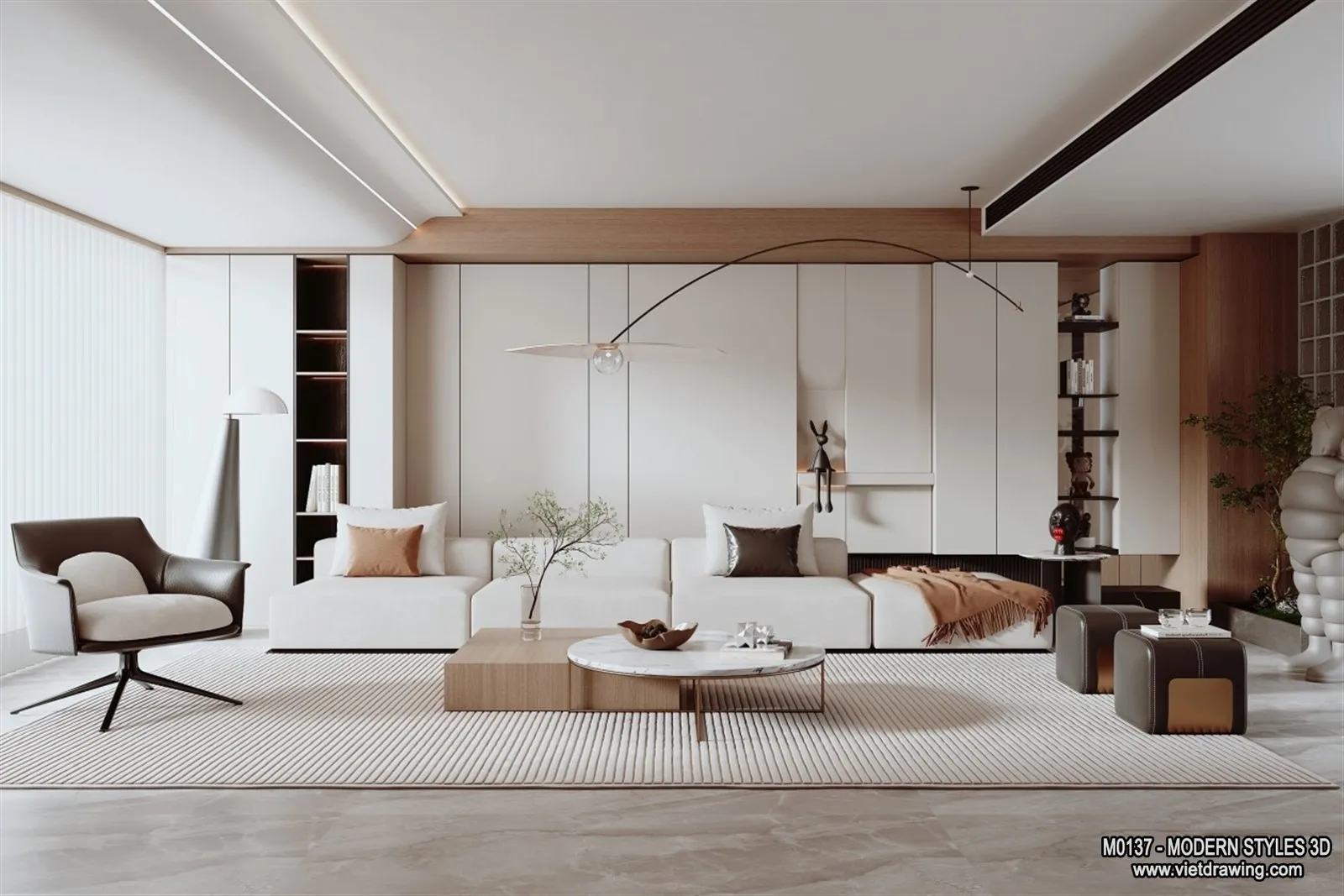 Living Room and Dining Room - 3D Interior Scene - 3D Models - 059