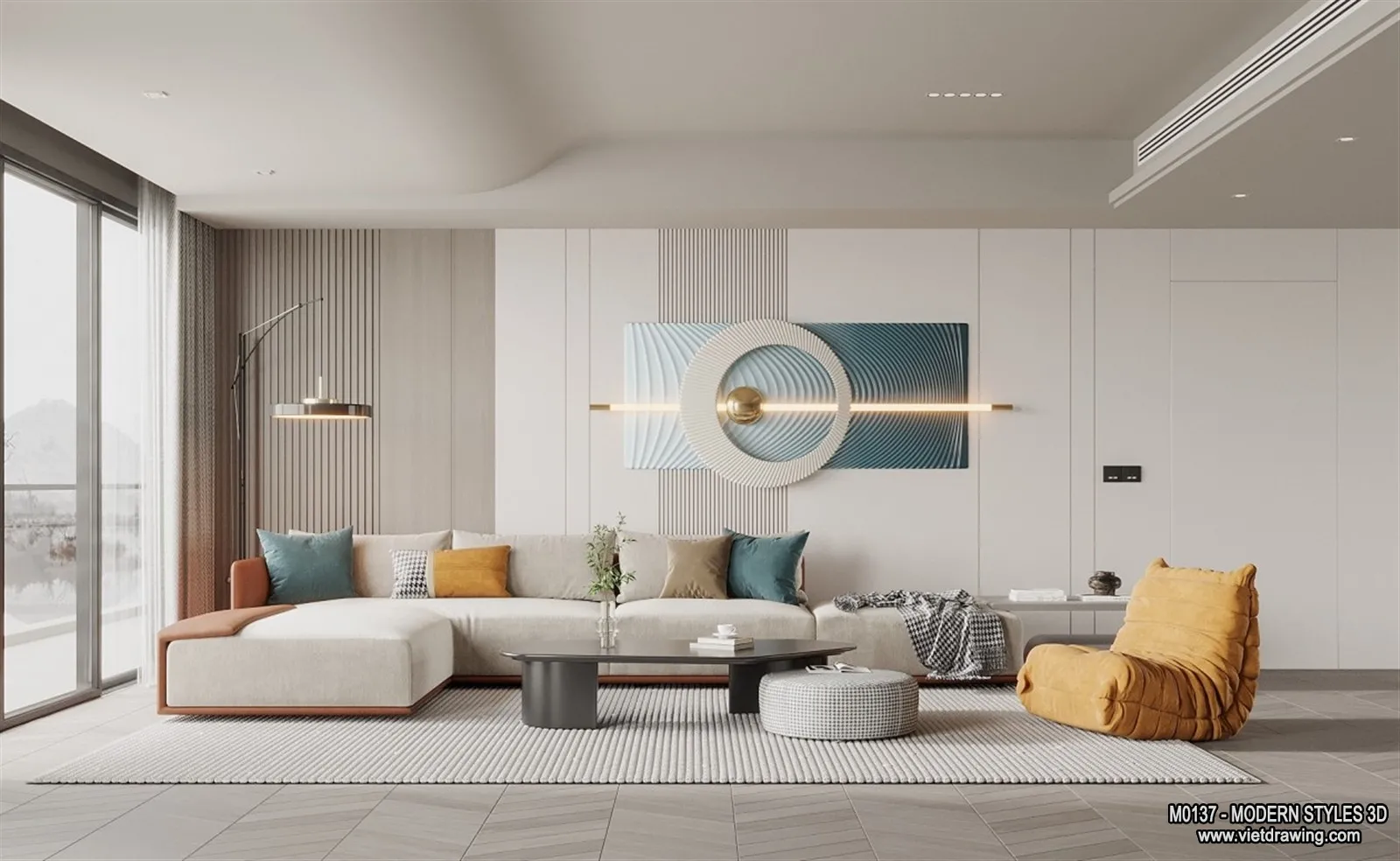 Living Room and Dining Room - 3D Interior Scene - 3D Models - 063