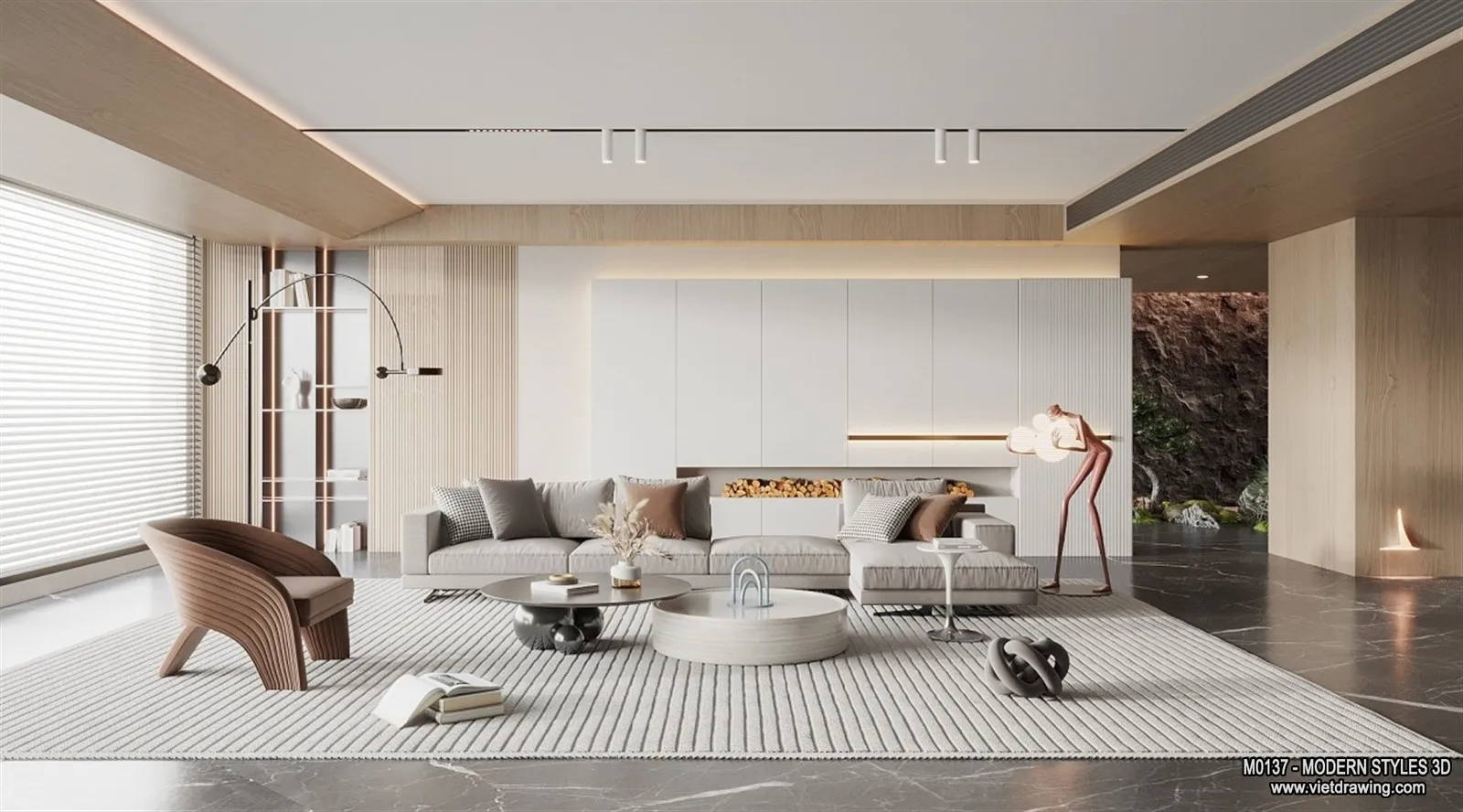 Living Room and Dining Room - 3D Interior Scene - 3D Models - 066