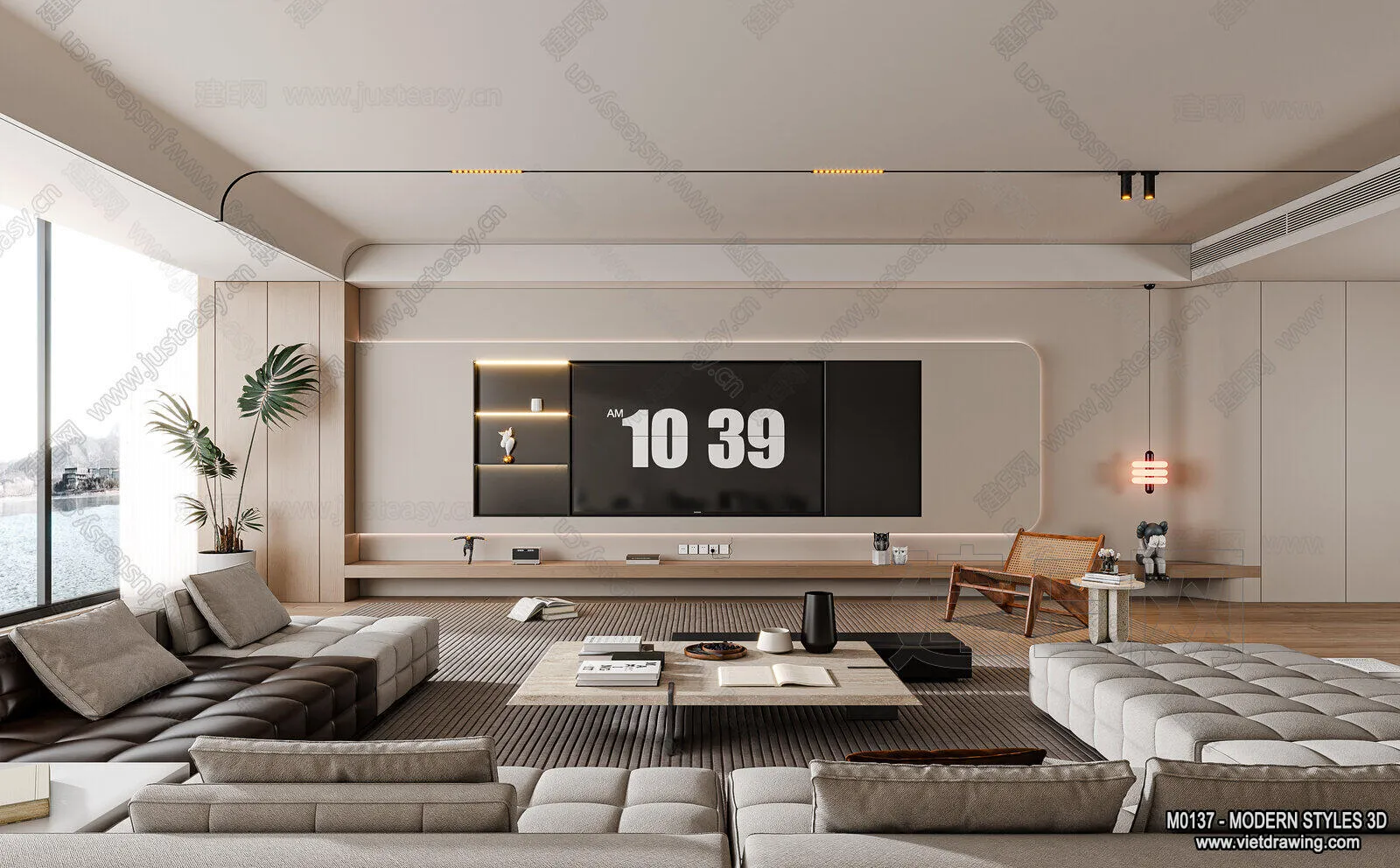 Living Room and Dining Room - 3D Interior Scene - 3D Models - 070