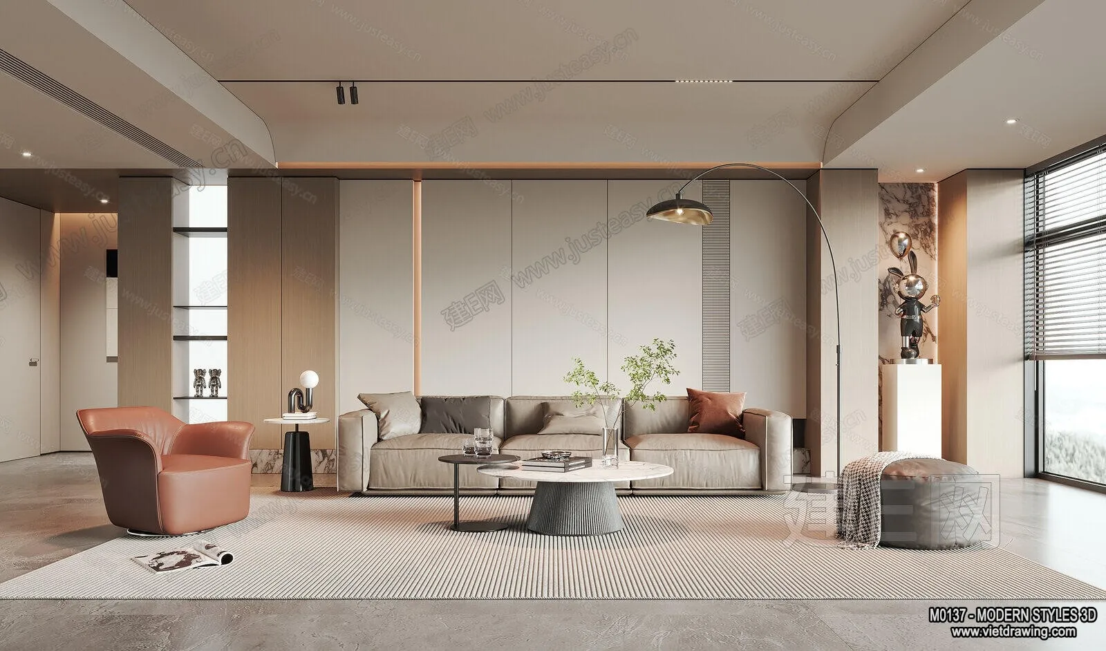 Living Room and Dining Room - 3D Interior Scene - 3D Models - 072