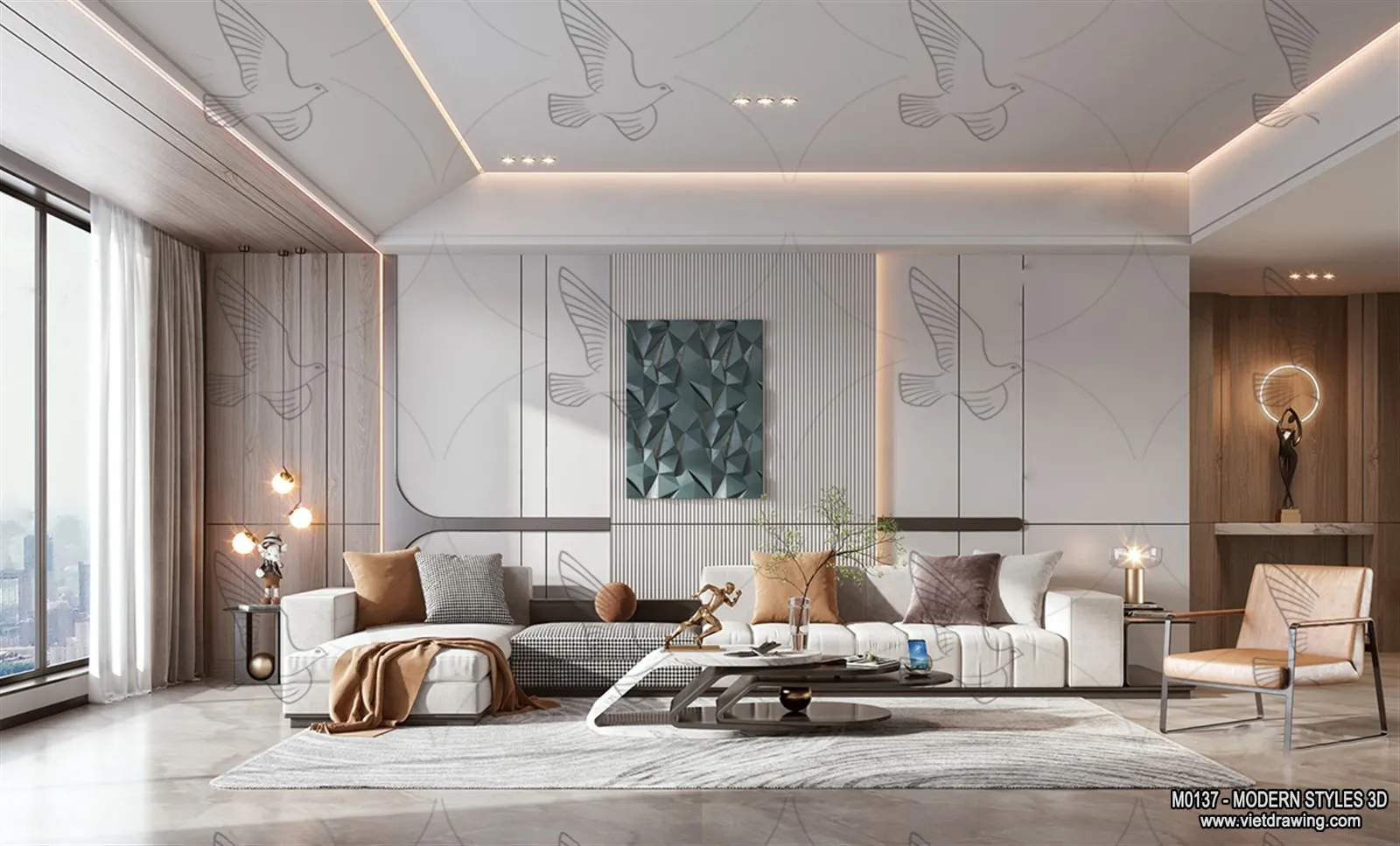 Living Room and Dining Room - 3D Interior Scene - 3D Models - 080