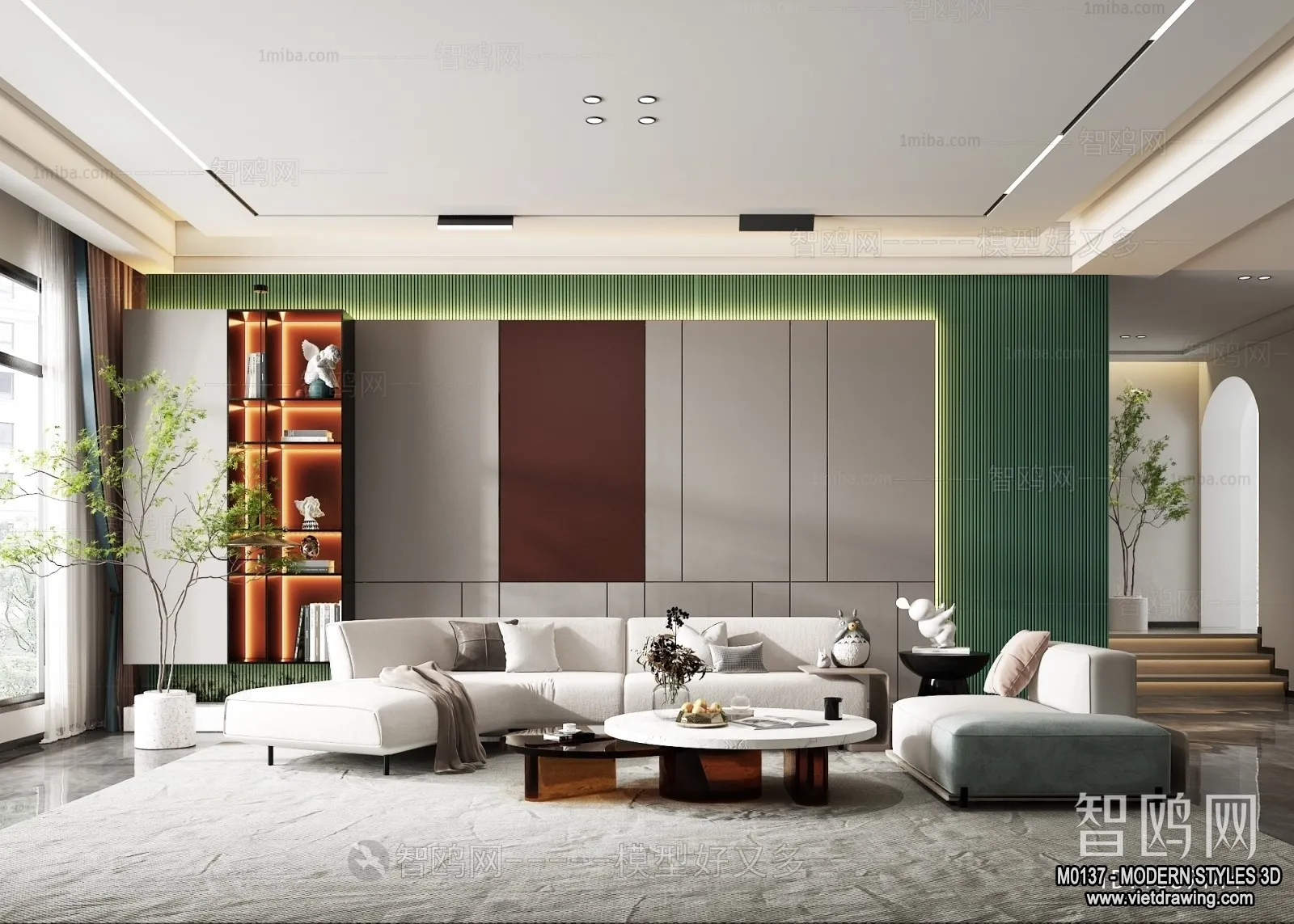 Living Room and Dining Room - 3D Interior Scene - 3D Models - 106