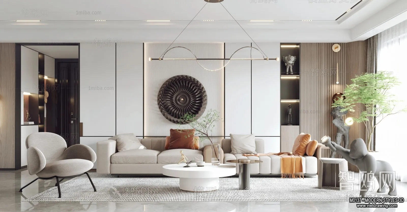 Living Room and Dining Room - 3D Interior Scene - 3D Models - 107