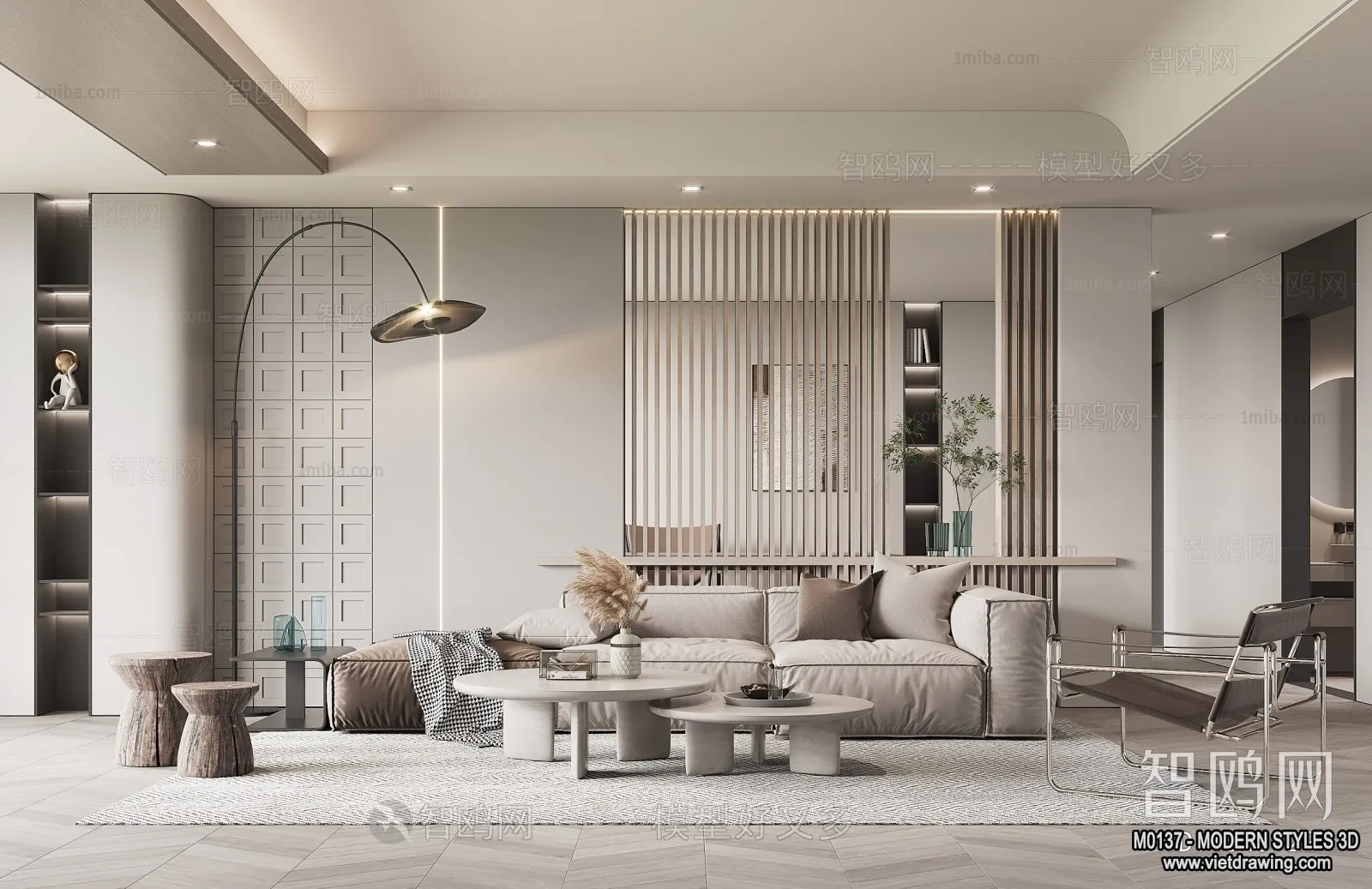 Living Room and Dining Room - 3D Interior Scene - 3D Models - 114