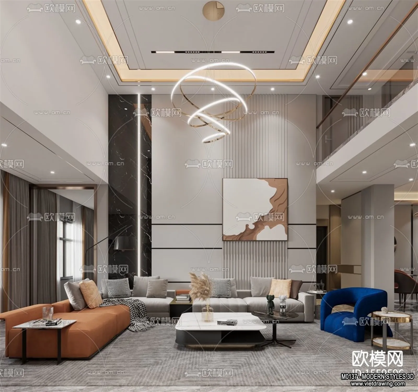 Living Room and Dining Room - 3D Interior Scene - 3D Models - 119