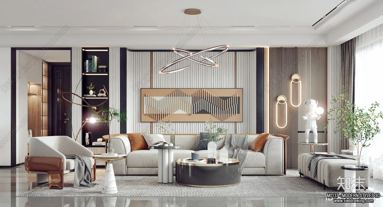 Living Room and Dining Room - 3D Interior Scene - 3D Models - 122