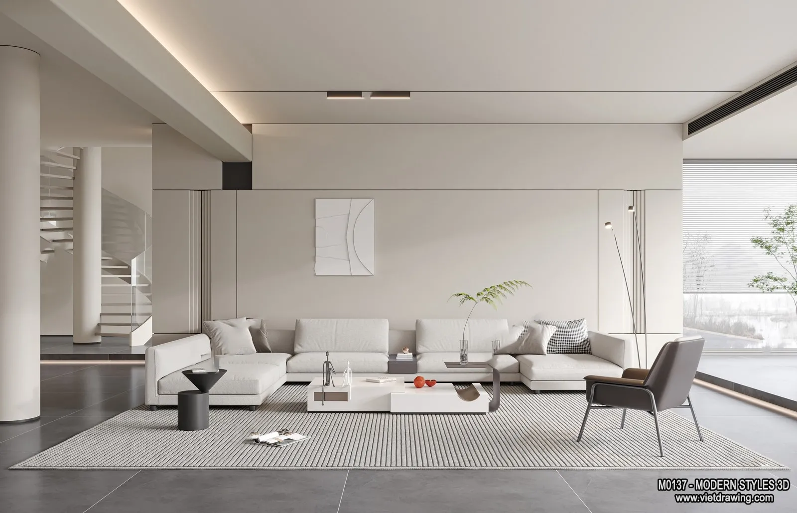 Living Room and Dining Room - 3D Interior Scene - 3D Models - 135