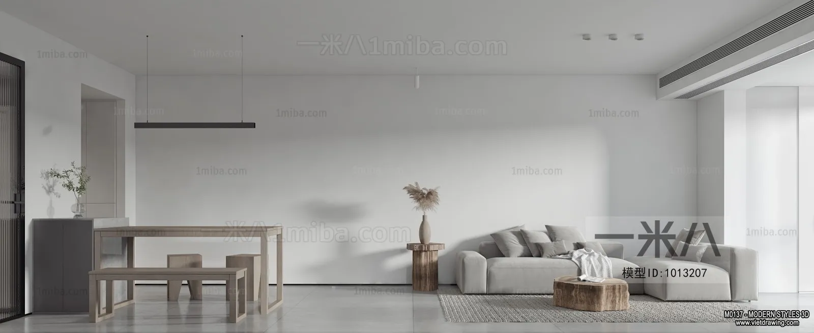 Living Room and Dining Room - 3D Interior Scene - 3D Models - 144