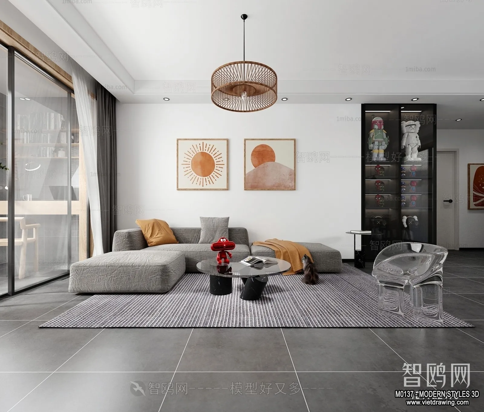 Living Room and Dining Room - 3D Interior Scene - 3D Models - 148