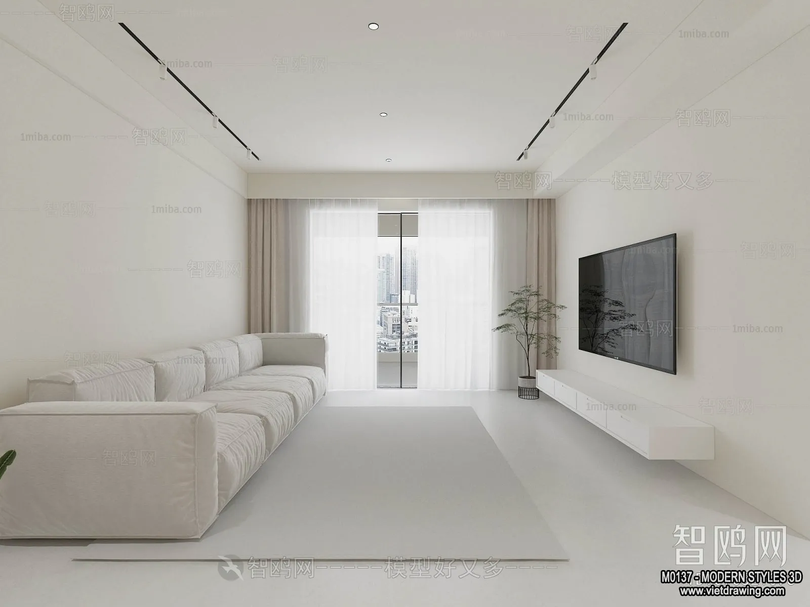 Living Room and Dining Room - 3D Interior Scene - 3D Models - 151