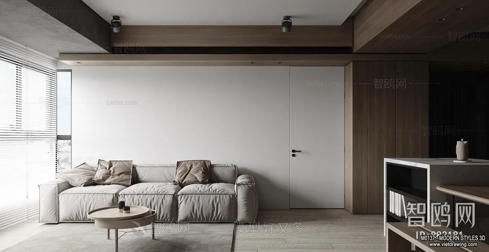 Living Room and Dining Room - 3D Interior Scene - 3D Models - 157