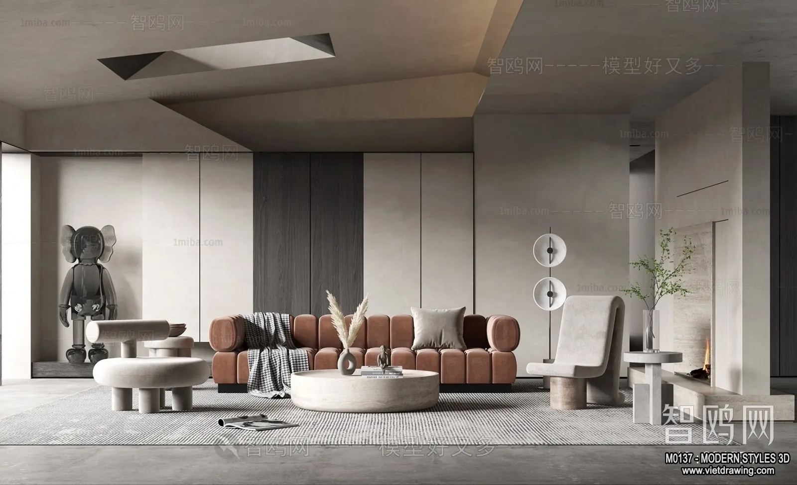 Living Room and Dining Room - 3D Interior Scene - 3D Models - 177