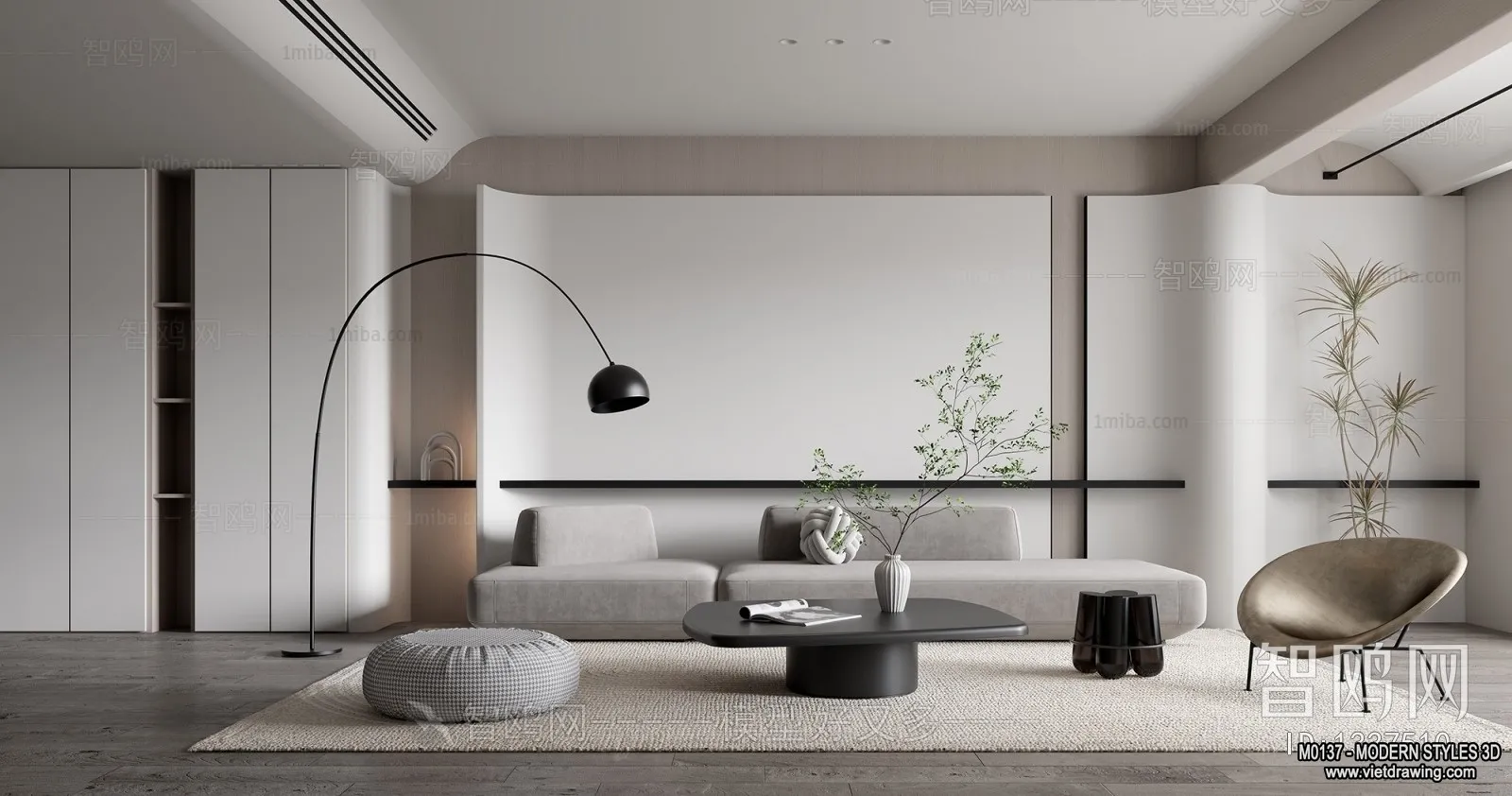 Living Room and Dining Room - 3D Interior Scene - 3D Models - 188