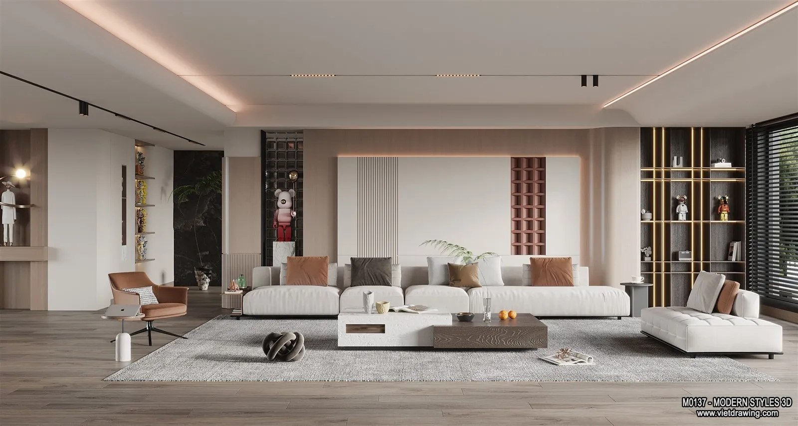 Living Room and Dining Room - 3D Interior Scene - 3D Models - 195