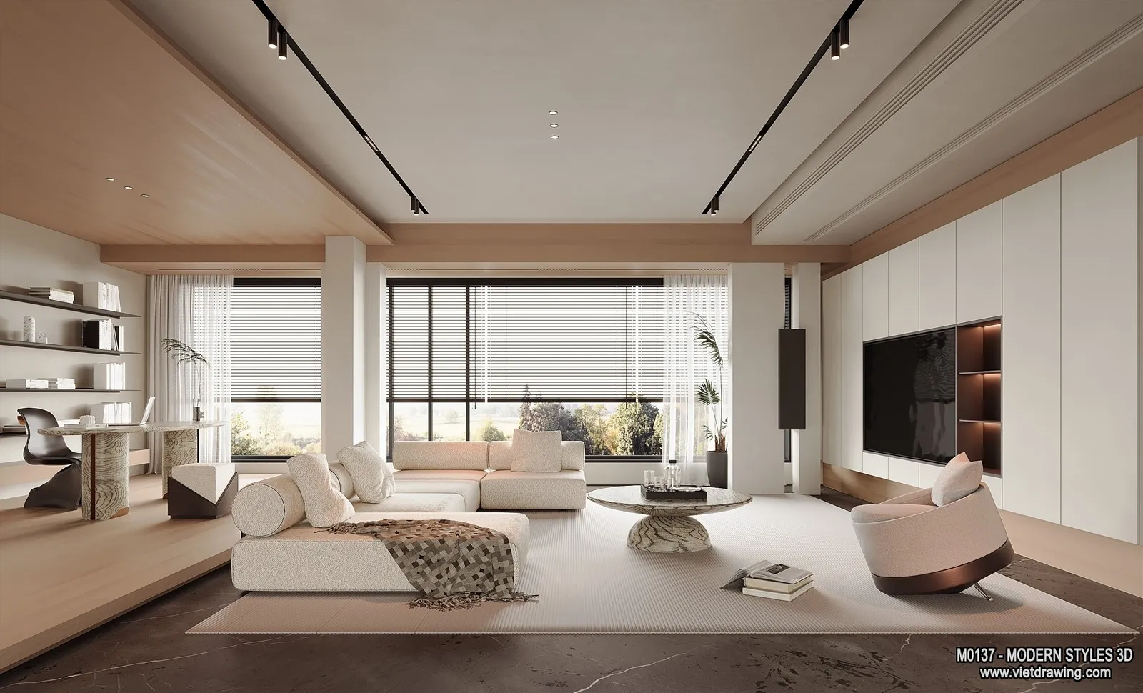 Living Room and Dining Room - 3D Interior Scene - 3D Models - 196