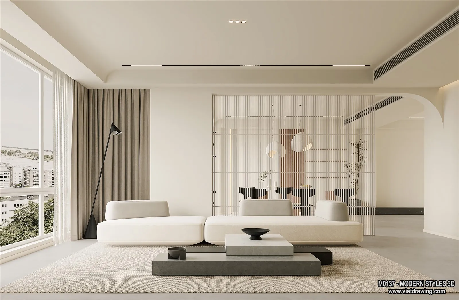 Living Room and Dining Room - 3D Interior Scene - 3D Models - 198