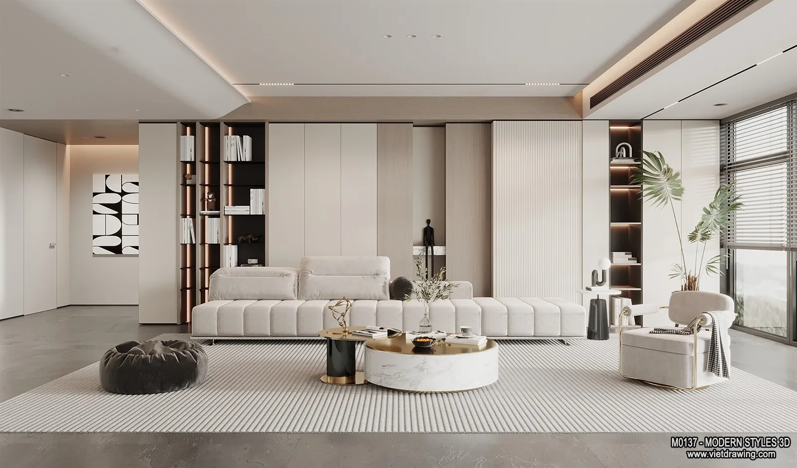 Living Room and Dining Room - 3D Interior Scene - 3D Models - 199