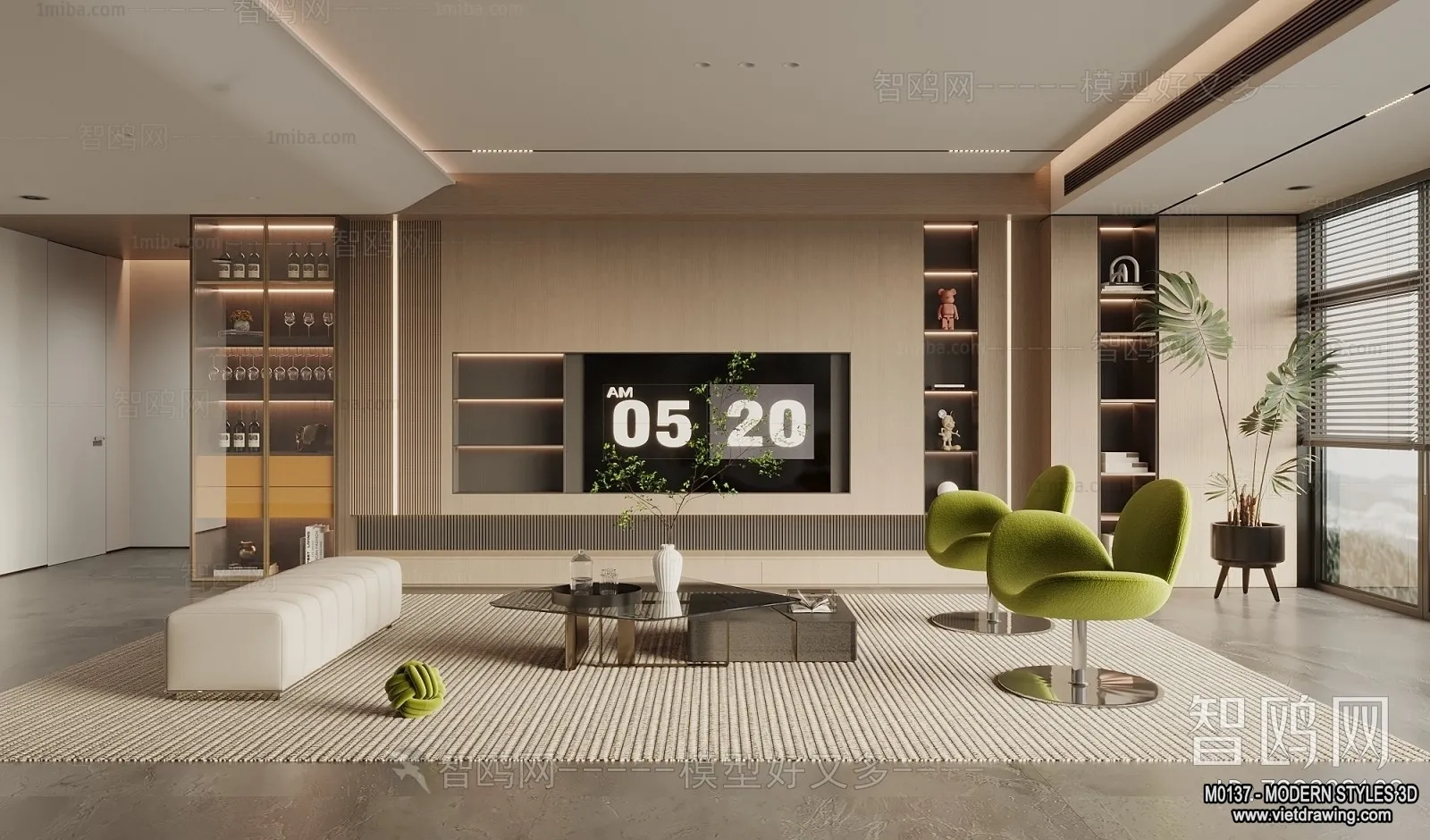 Living Room and Dining Room - 3D Interior Scene - 3D Models - 204