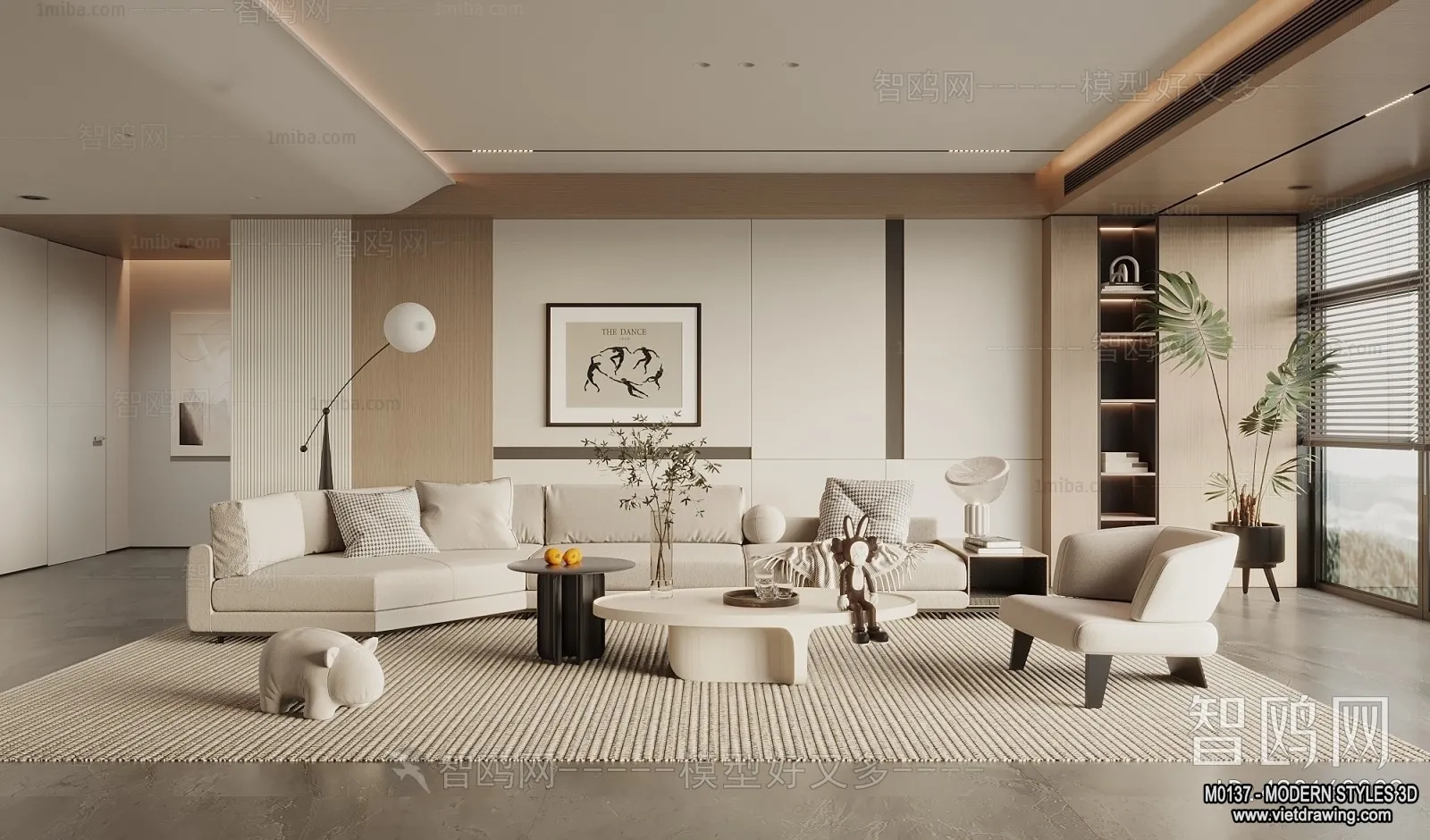 Living Room and Dining Room - 3D Interior Scene - 3D Models - 205