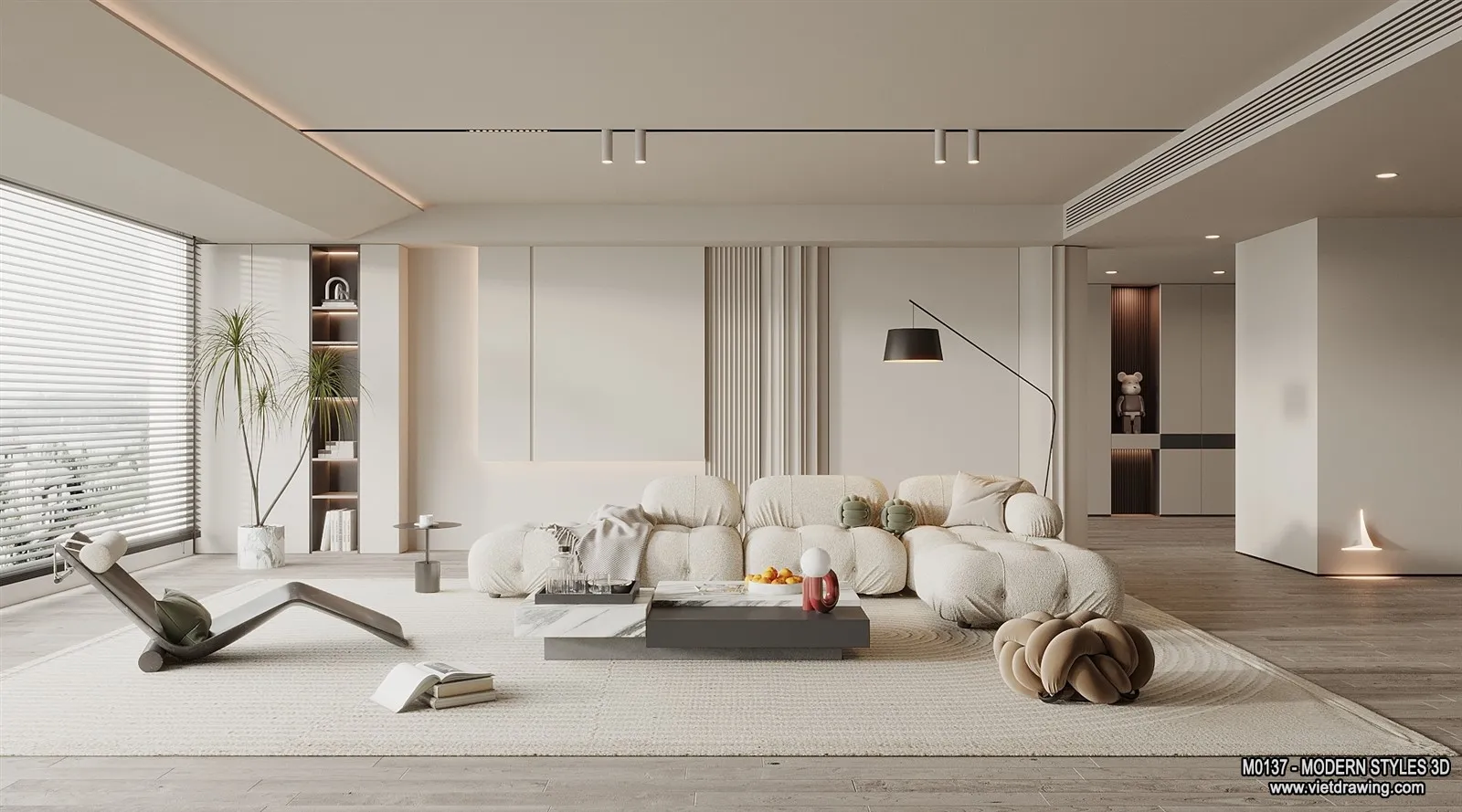 Living Room and Dining Room - 3D Interior Scene - 3D Models - 216